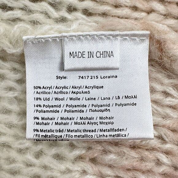 Anthropologie Numph Open Front Long Cardigan XS Stripe Cream Chunky Knit Mohair - Picture 11 of 16